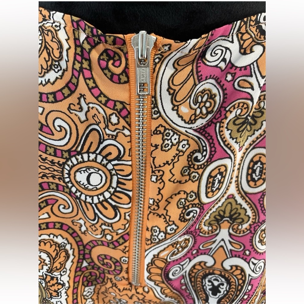 New York & Co orange paisley boho hippie ladies tunic top size XL lightweight - Picture 5 of 11
